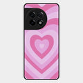 Latte Love Patter Glass Case Cover - Pink For Oneplus 11R 5G