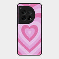 Latte Love Patter Glass Case Cover - Pink For Oneplus 12 5G