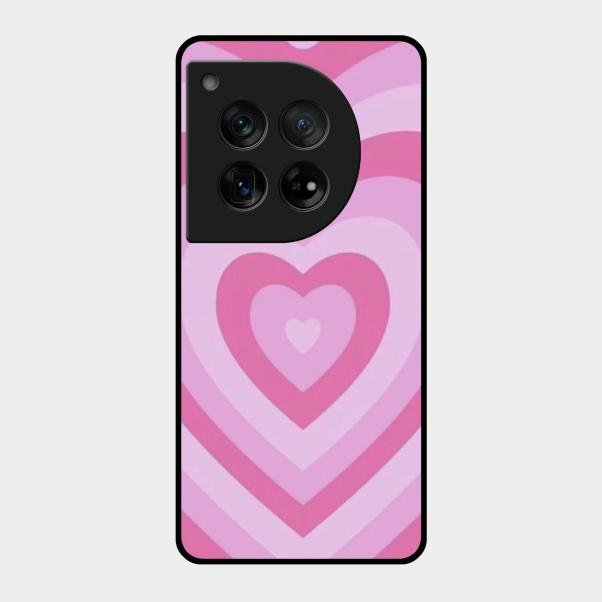 Latte Love Patter Glass Case Cover - Pink For Oneplus 12 5G