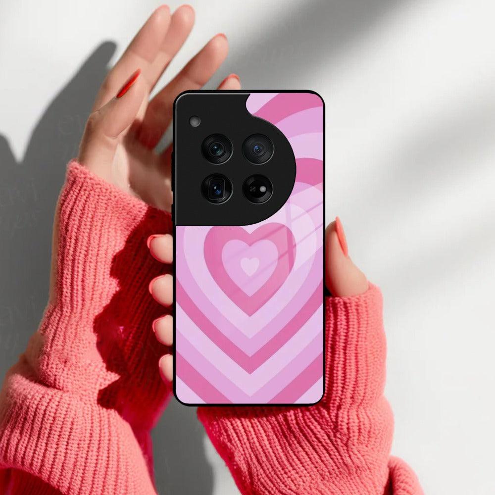 Latte Love Patter Glass Case Cover - Pink For OnePlus