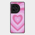 Latte Love Patter Glass Case Cover - Pink For Oneplus 12R 5G