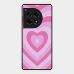 Latte Love Patter Glass Case Cover - Pink For Oneplus 12R 5G