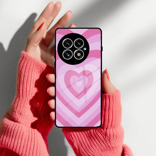 Latte Love Patter Glass Case Cover - Pink For OnePlus