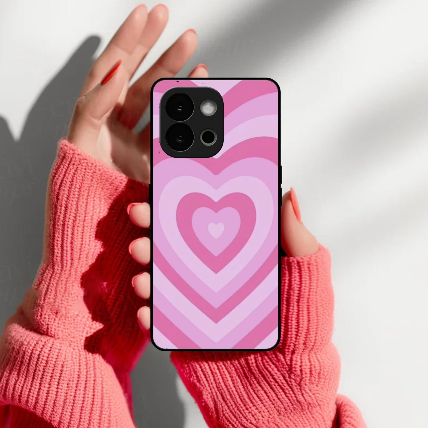 Latte Love Patter Glass Case Cover - Pink For OnePlus
