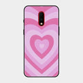 Latte Love Patter Glass Case Cover - Pink For Oneplus 7