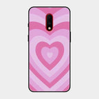 Latte Love Patter Glass Case Cover - Pink For Oneplus 7