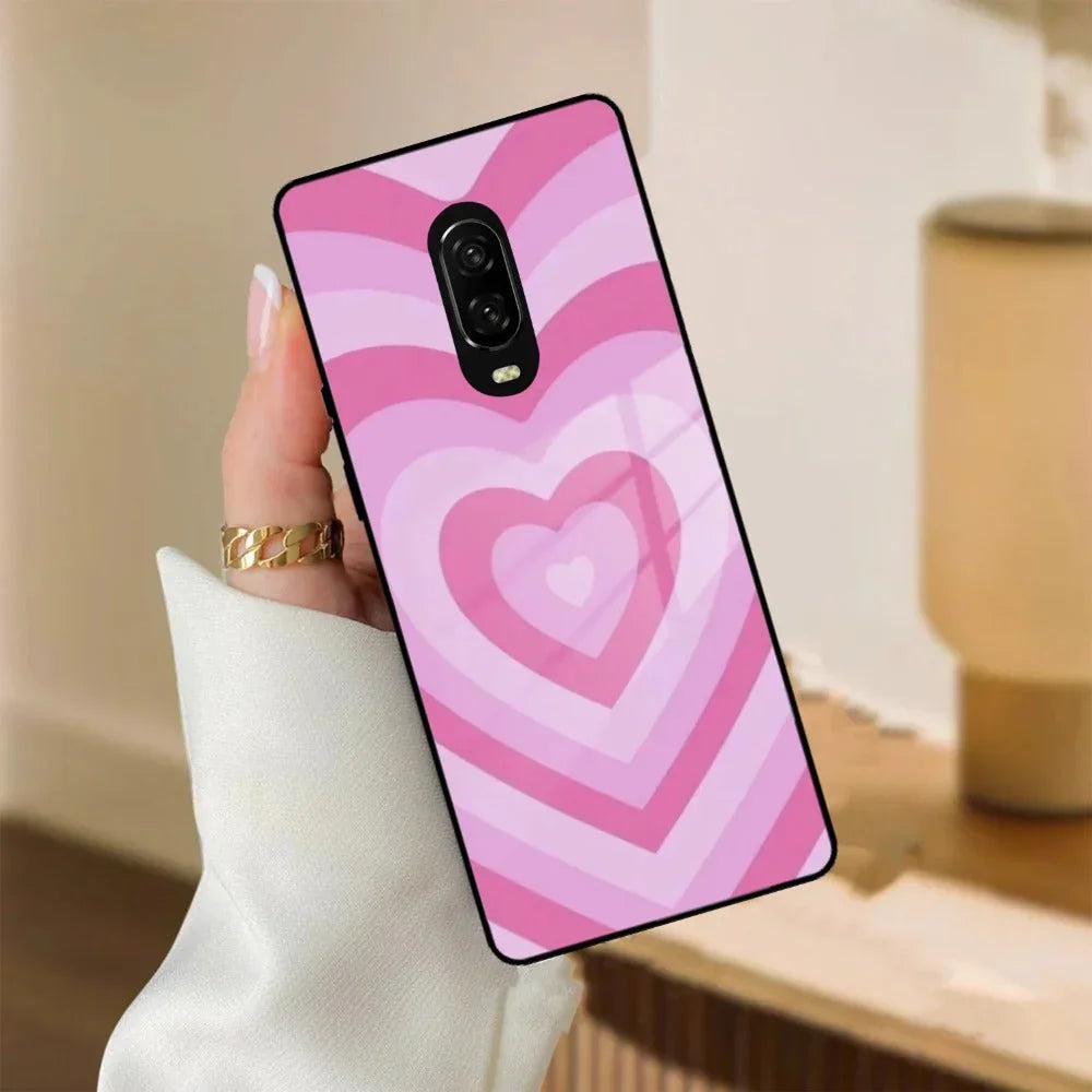 Latte Love Patter Glass Case Cover - Pink For OnePlus - ShopOnCliQ
