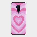 Latte Love Patter Glass Case Cover - Pink For Oneplus 7T Pro