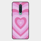 Latte Love Patter Glass Case Cover - Pink For Oneplus 8