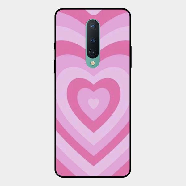 Latte Love Patter Glass Case Cover - Pink For Oneplus 8