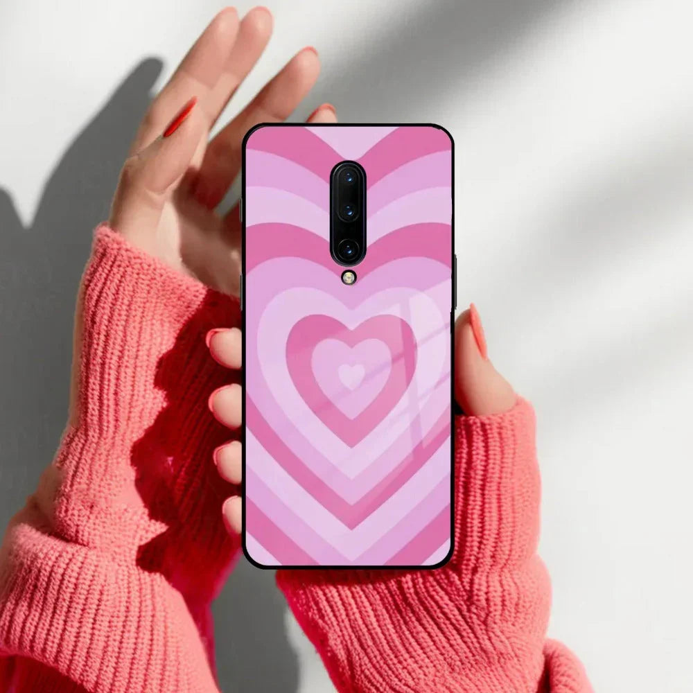 Latte Love Patter Glass Case Cover - Pink For OnePlus - ShopOnCliQ