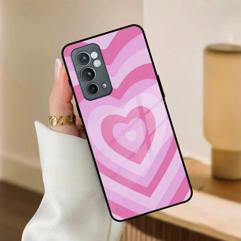 Latte Love Patter Glass Case Cover - Pink For OnePlus - ShopOnCliQ