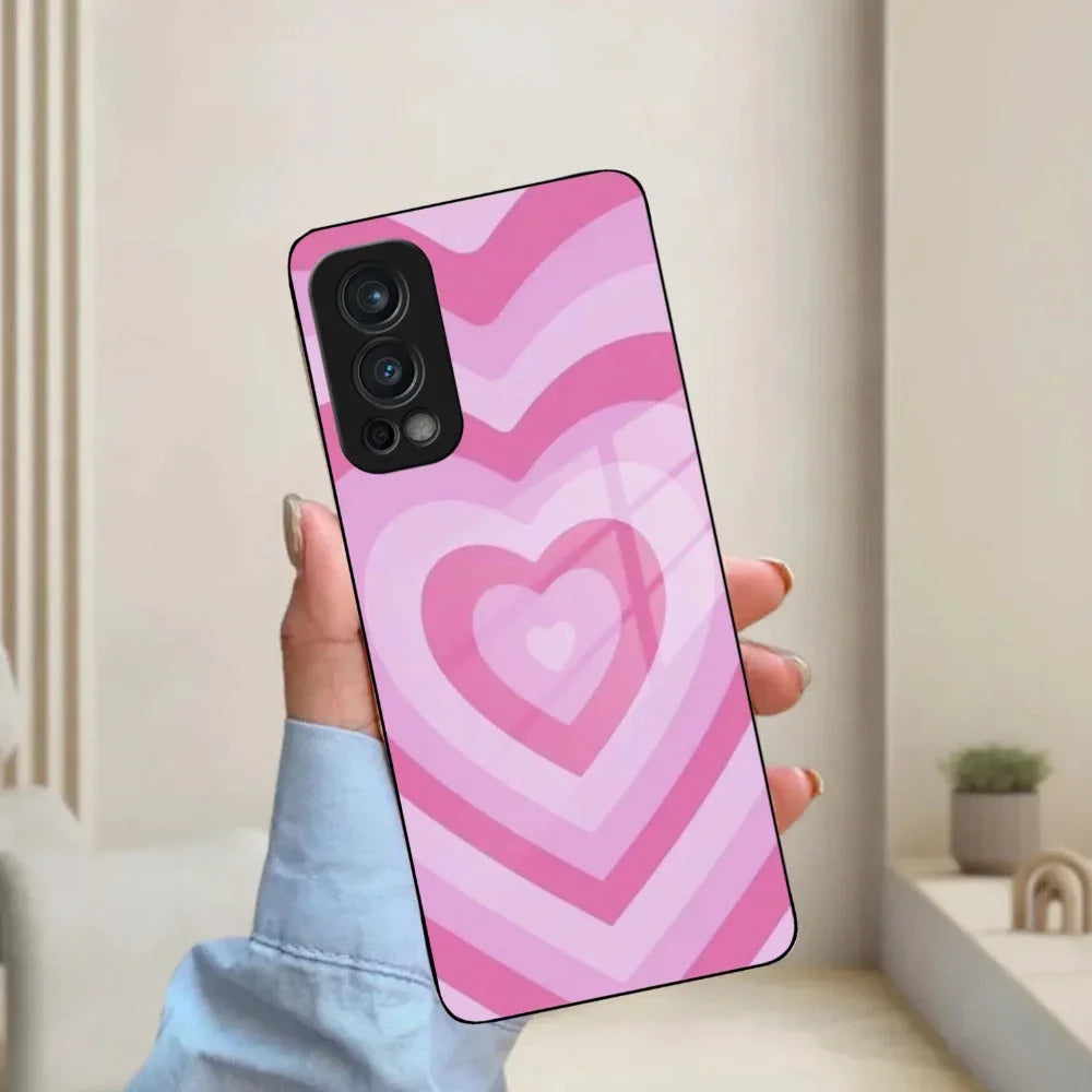 Latte Love Patter Glass Case Cover - Pink For OnePlus - ShopOnCliQ