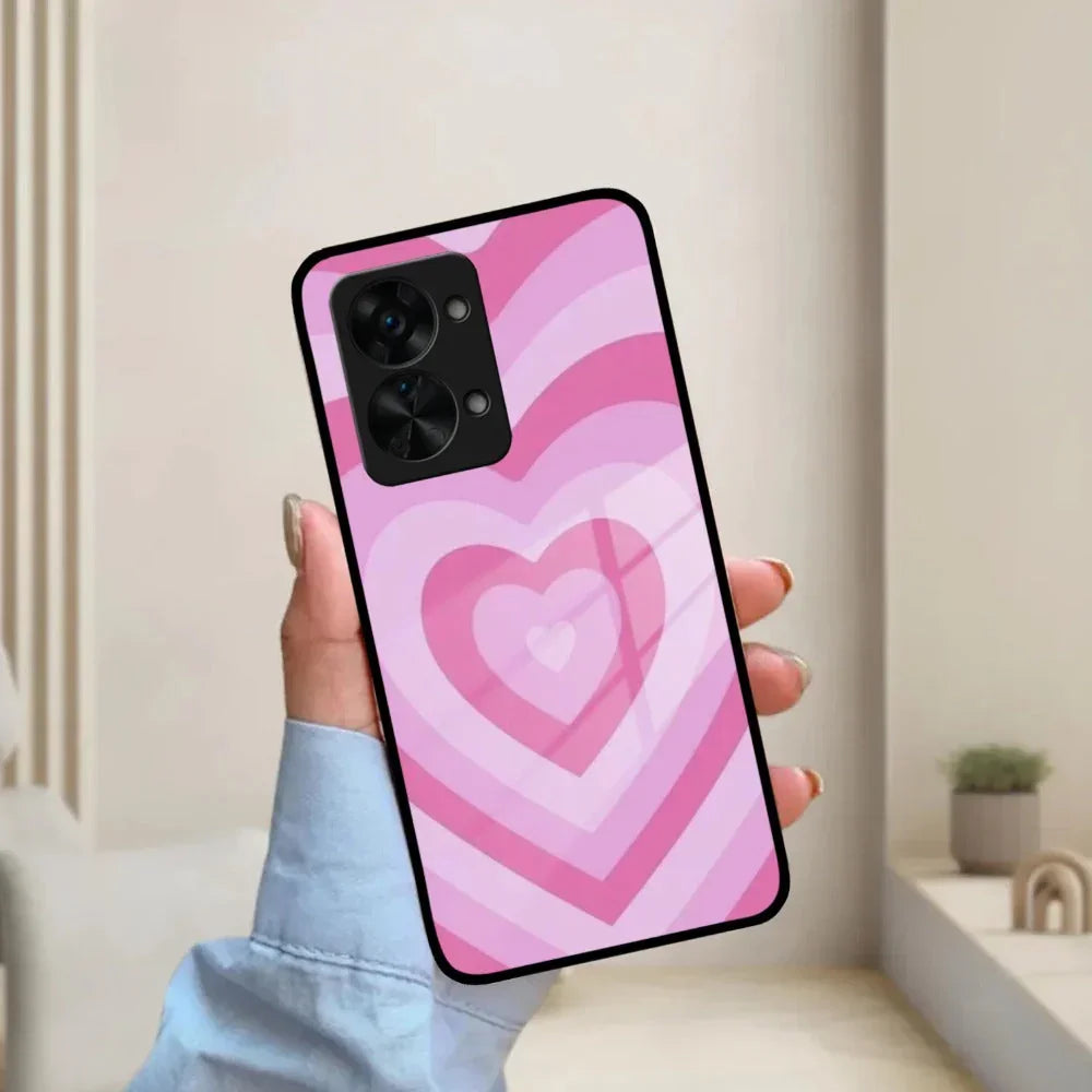 Latte Love Patter Glass Case Cover - Pink For OnePlus - ShopOnCliQ