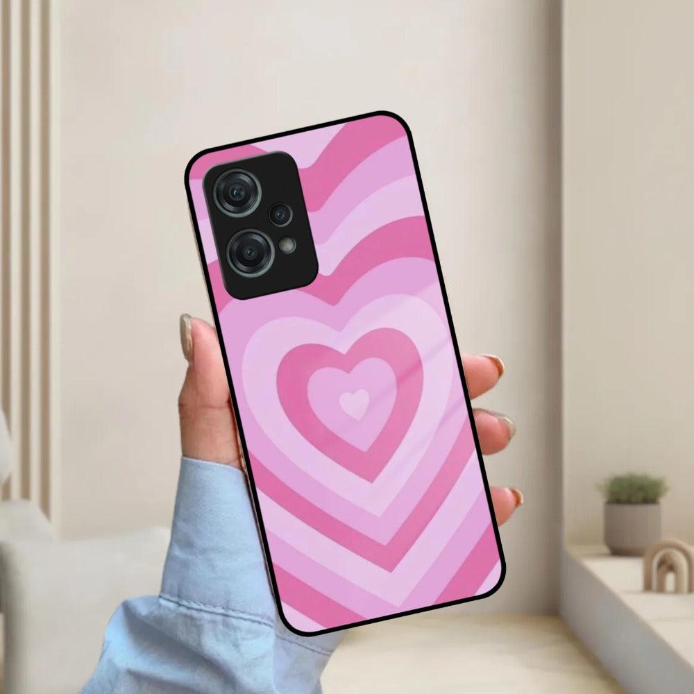 Latte Love Patter Glass Case Cover - Pink For OnePlus