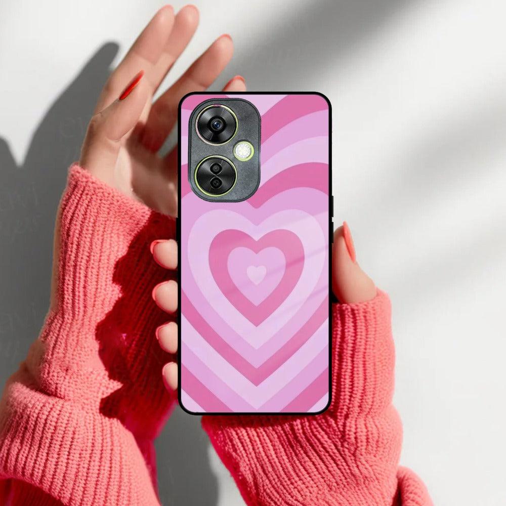 Latte Love Patter Glass Case Cover - Pink For OnePlus