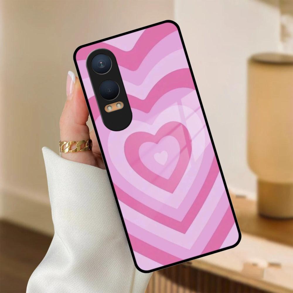 Latte Love Patter Glass Case Cover - Pink For OnePlus