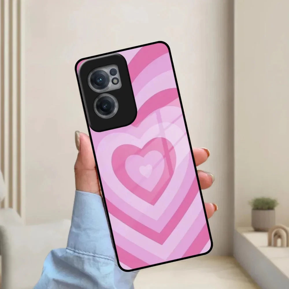 Latte Love Patter Glass Case Cover - Pink For OnePlus - ShopOnCliQ