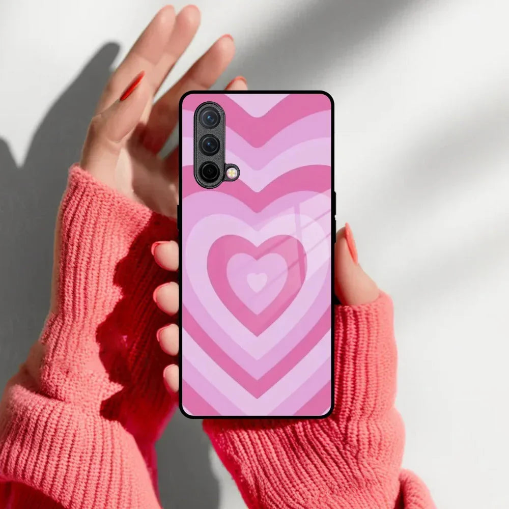 Latte Love Patter Glass Case Cover - Pink For OnePlus - ShopOnCliQ