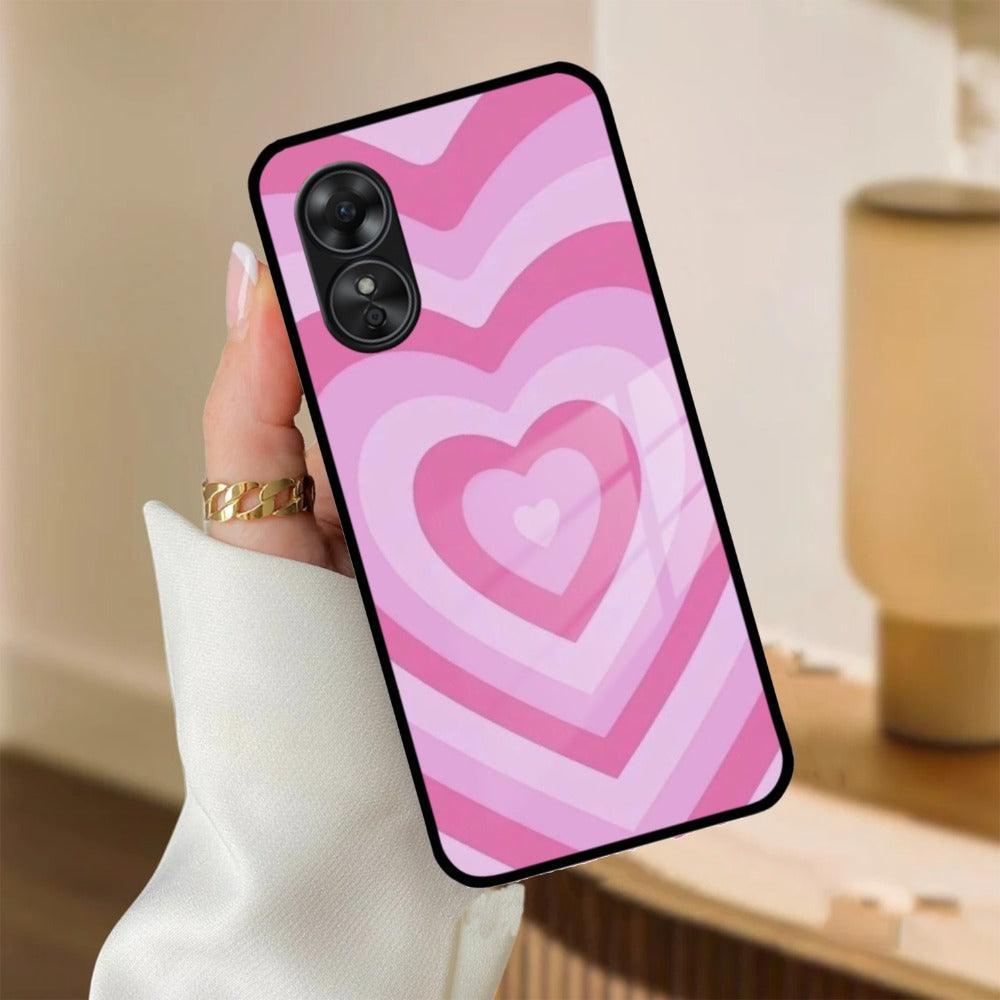 Latte Love Patter Glass Case Cover - Pink  For Oppo