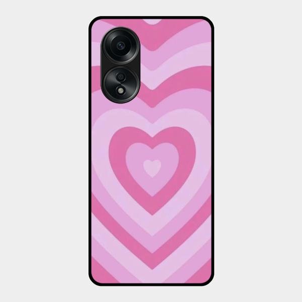 Latte Love Patter Glass Case Cover - Pink For Oppo A58