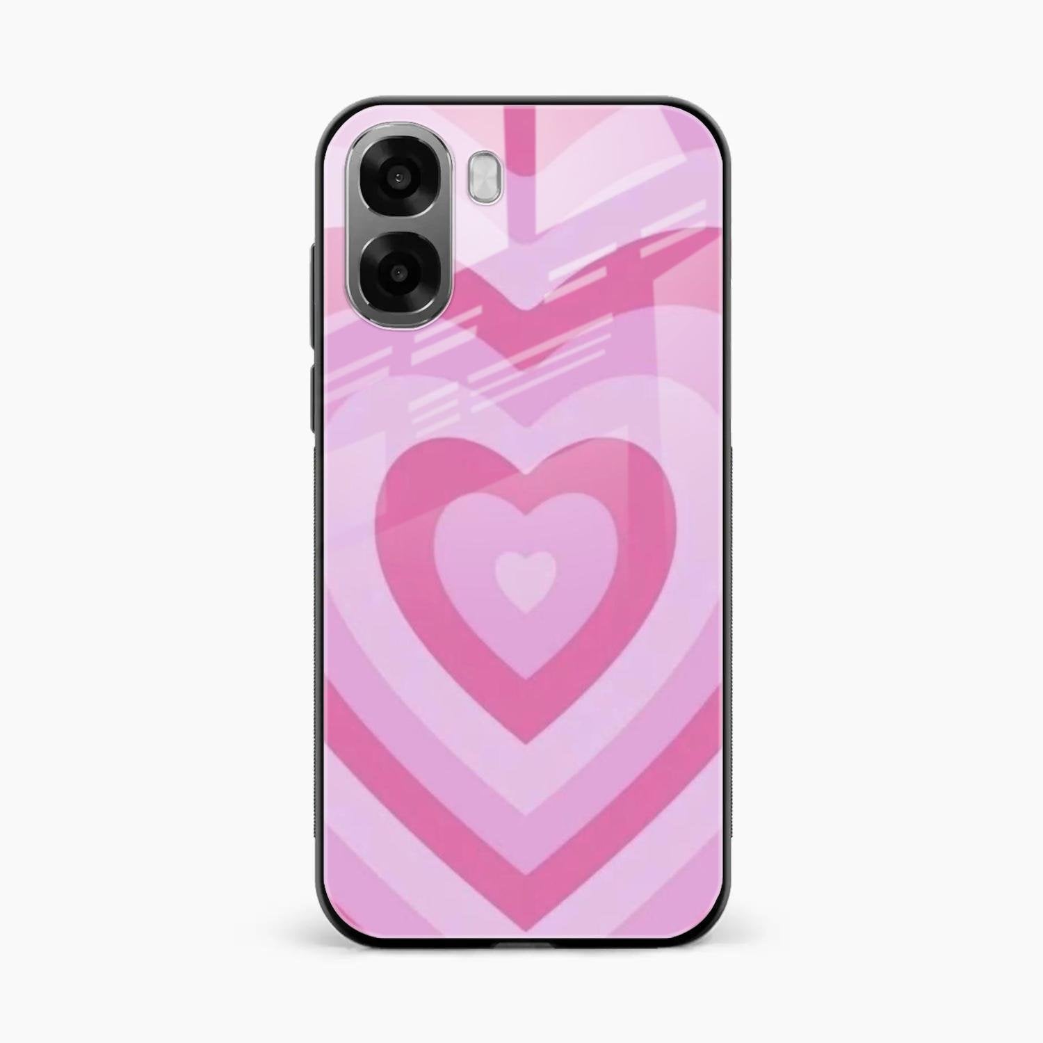 Latte Love Patter Glass Case Cover - Pink For Oppo A6X 5G
