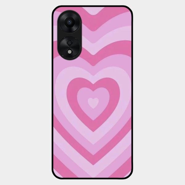 Latte Love Patter Glass Case Cover - Pink For Oppo A78 5G