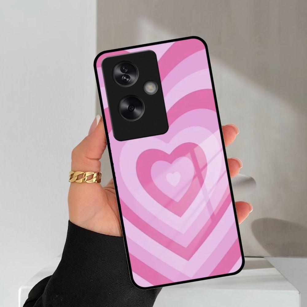 Latte Love Patter Glass Case Cover - Pink  For Oppo