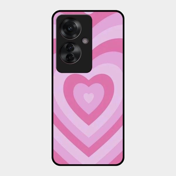 Latte Love Patter Glass Case Cover - Pink For Oppo F25 Pro 5G