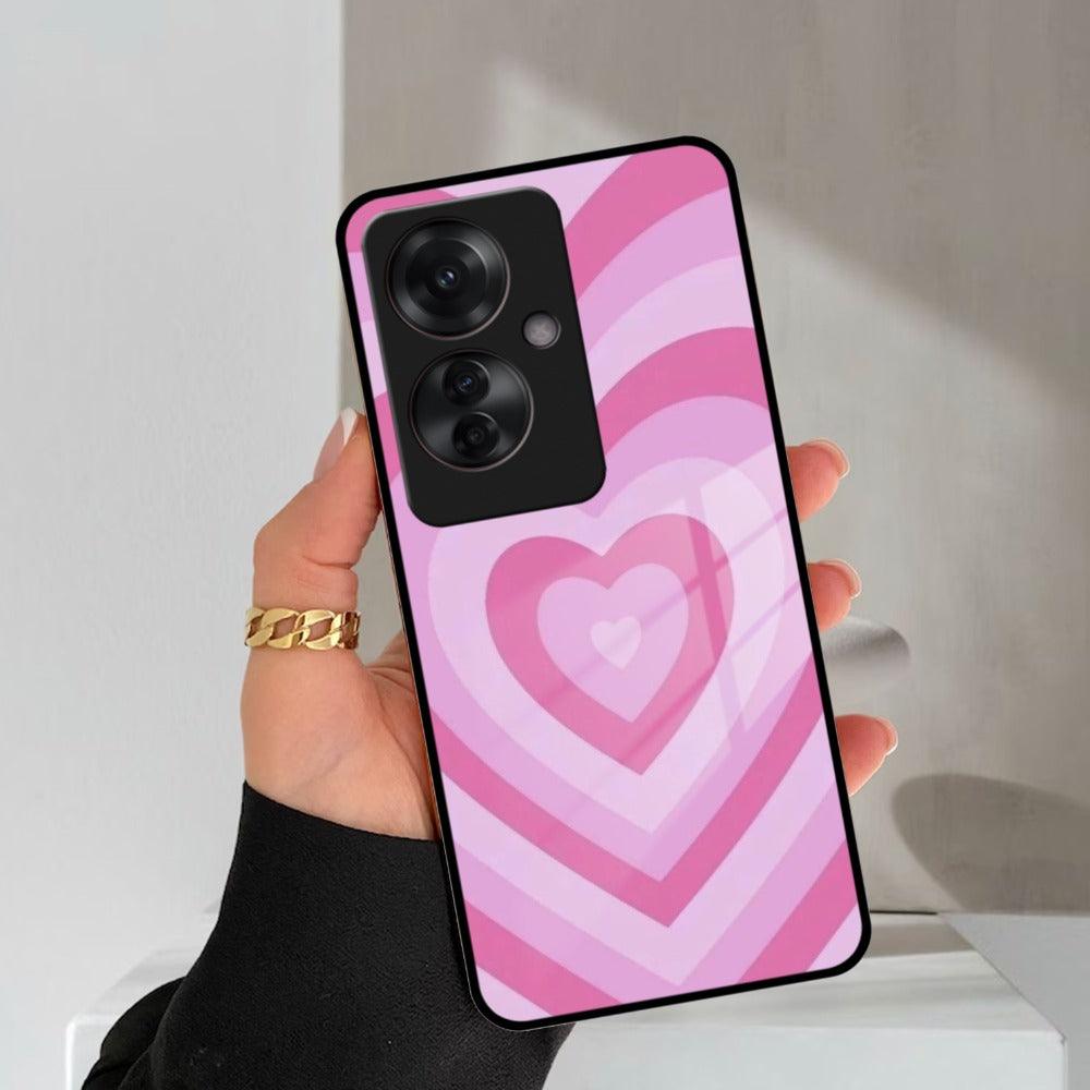 Latte Love Patter Glass Case Cover - Pink  For Oppo