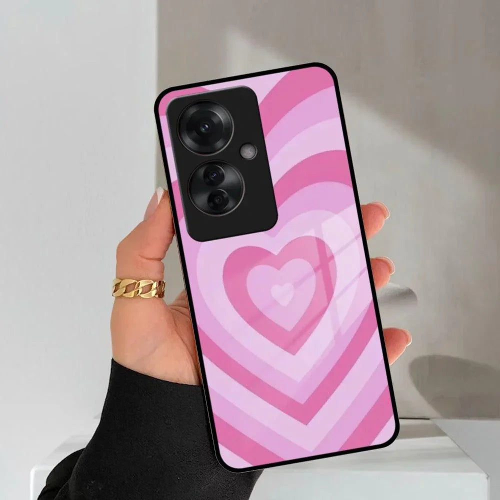 Latte Love Patter Glass Case Cover - Pink For Oppo - ShopOnCliQ