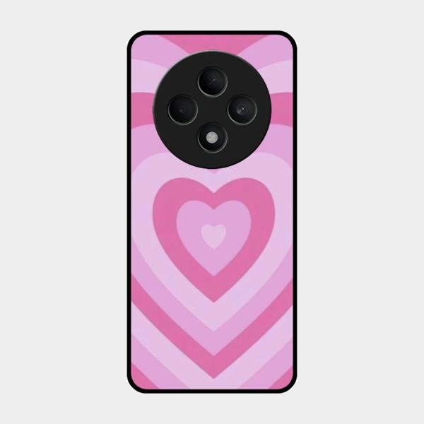 Latte Love Patter Glass Case Cover - Pink For Oppo F27 5G