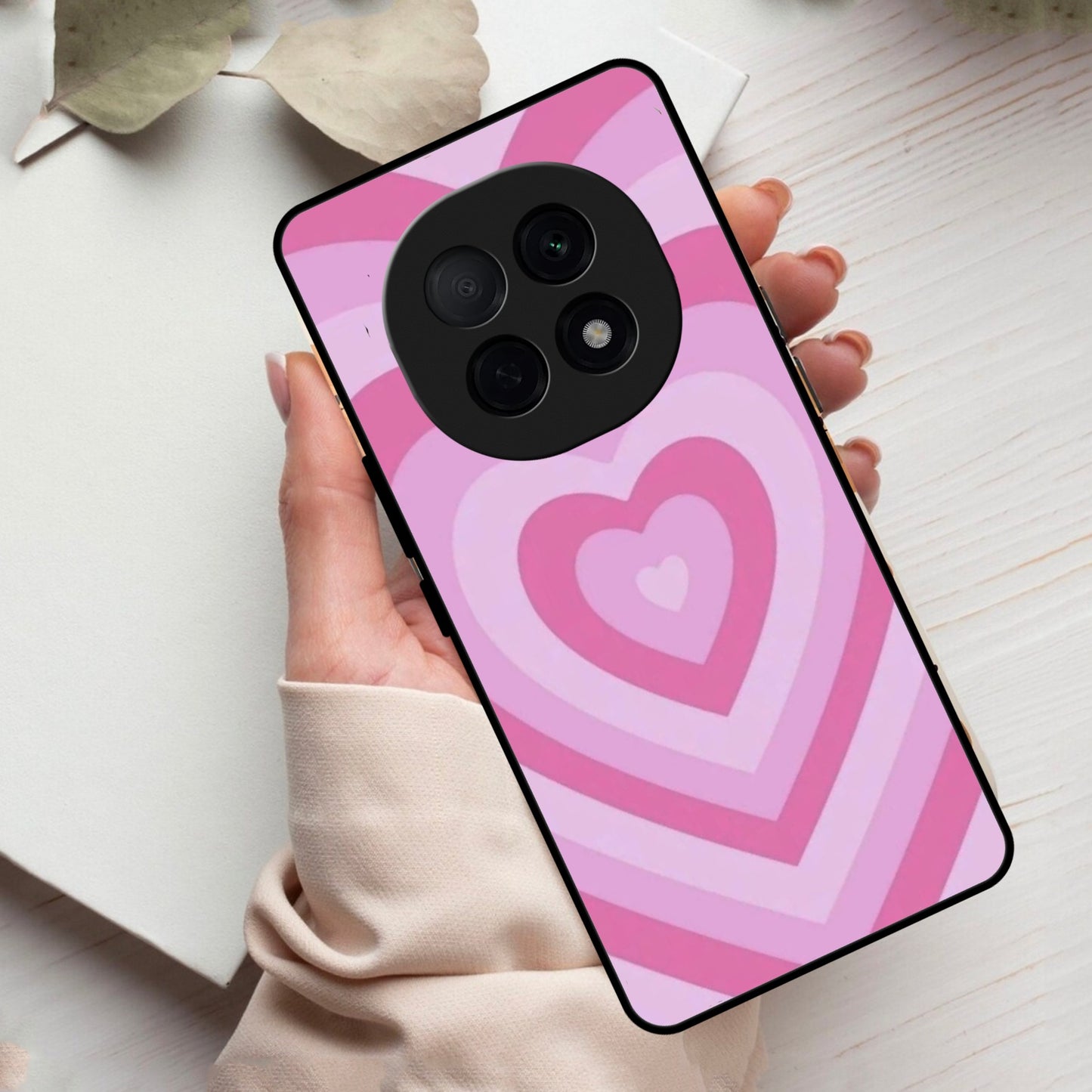 Latte Love Patter Glass Case Cover - Pink  For Oppo