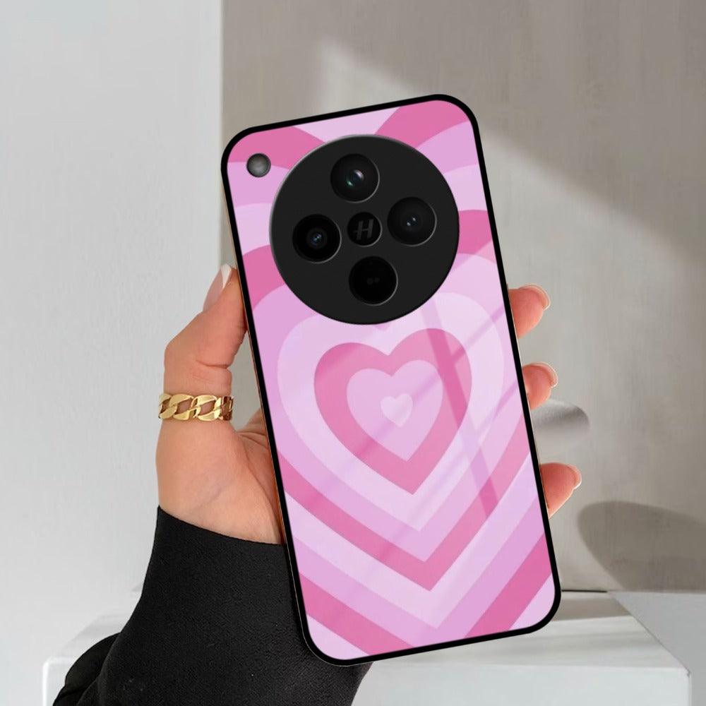 Latte Love Patter Glass Case Cover - Pink  For Oppo