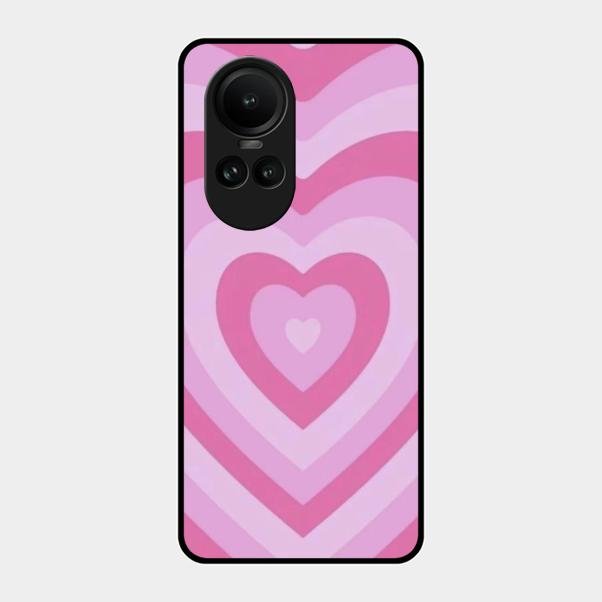 Latte Love Patter Glass Case Cover - Pink For Oppo Reno 10 5G