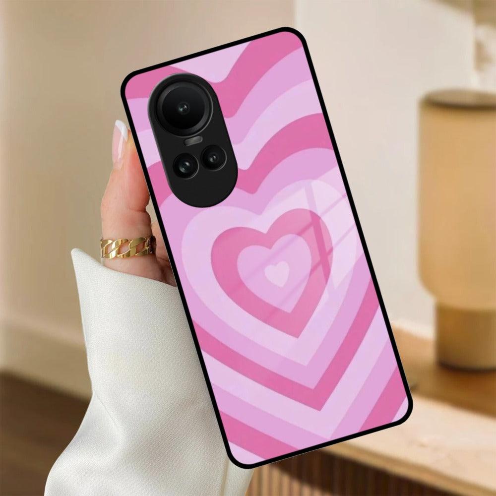 Latte Love Patter Glass Case Cover - Pink  For Oppo