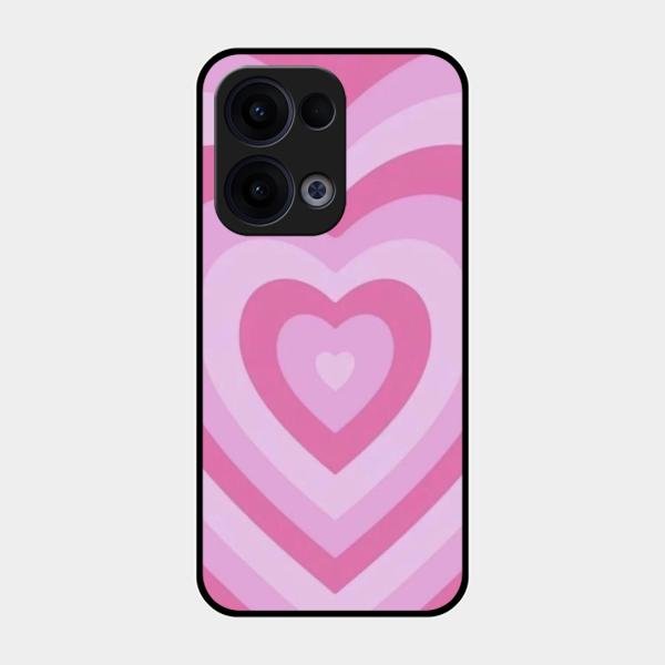 Latte Love Patter Glass Case Cover - Pink For Oppo Reno 13 5G