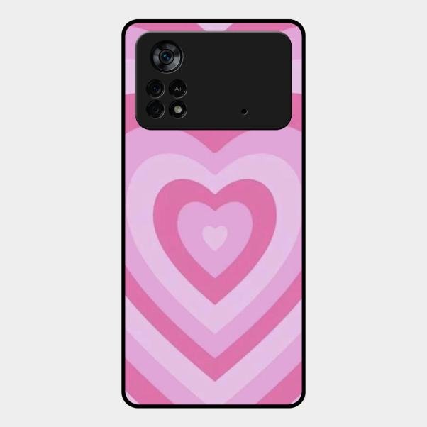 Latte Love Patter Glass Case Cover - Pink For Poco X4 Pro 5G