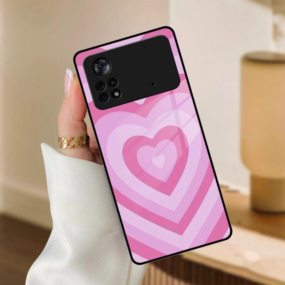 Latte Love Patter Glass Case Cover - Pink For Poco