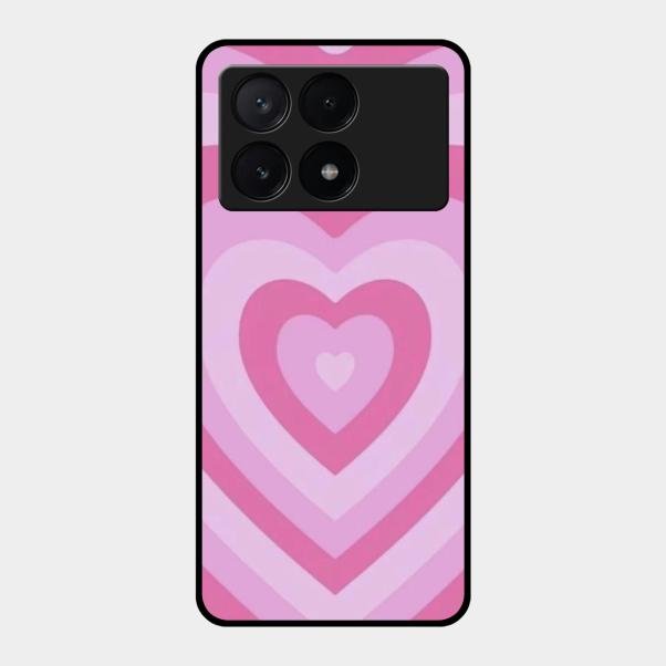 Latte Love Patter Glass Case Cover - Pink For Poco X6 Pro 5G