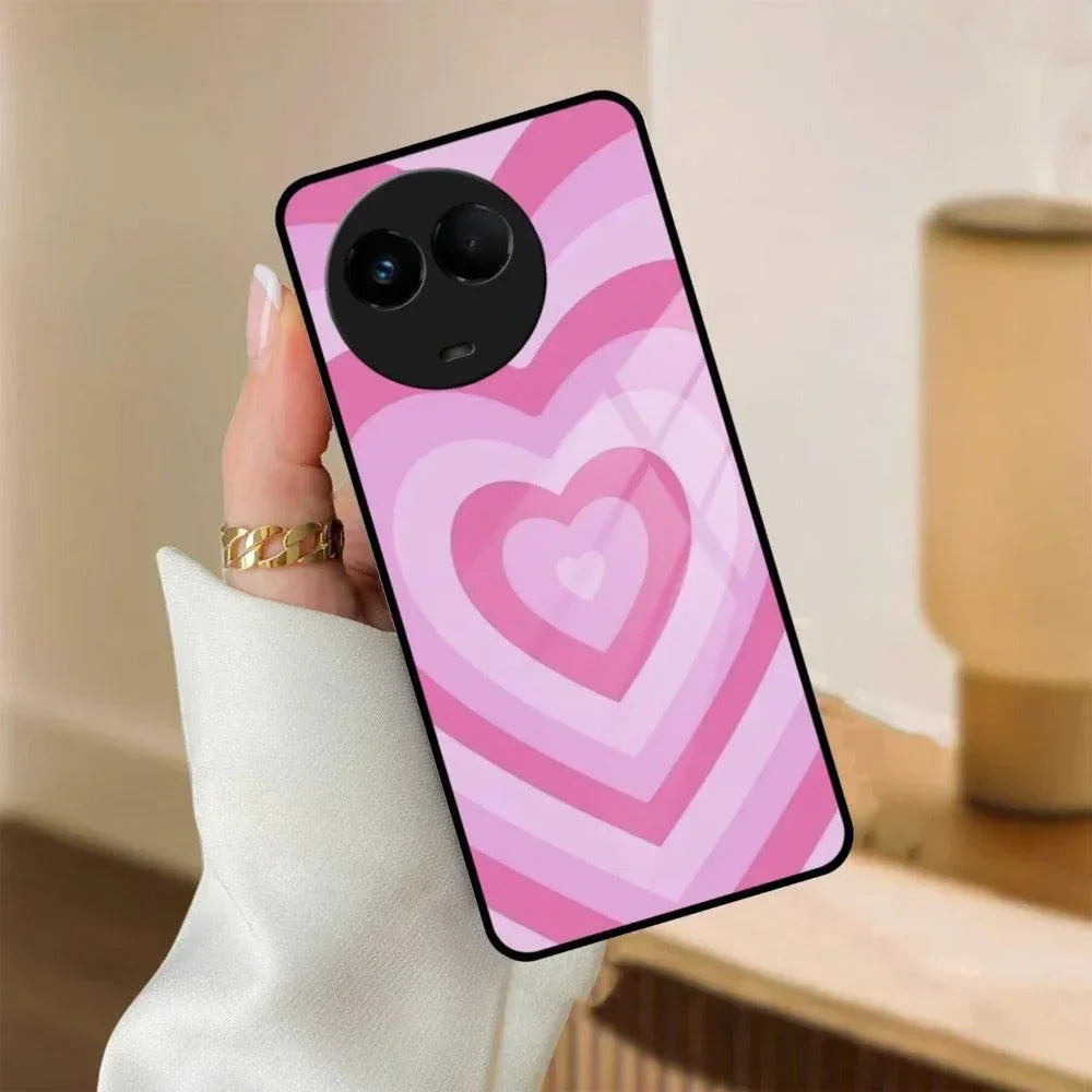 Latte Love Patter Glass Case Cover - Pink For Realme/Narzo - ShopOnCliQ