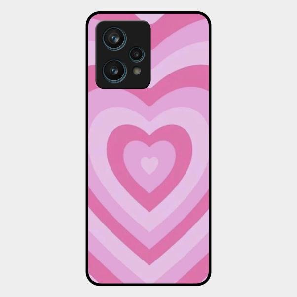 Latte Love Patter Glass Case Cover - Pink For Realme 9 Pro Plus 5G