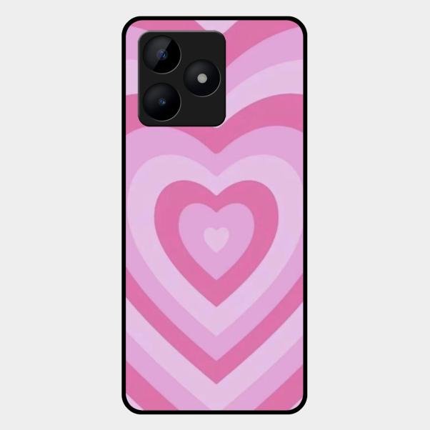 Latte Love Patter Glass Case Cover - Pink For Realme C53