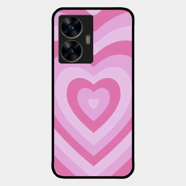 Latte Love Patter Glass Case Cover - Pink For Realme C55