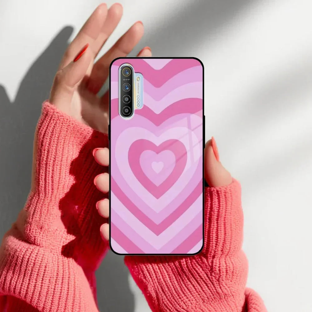 Latte Love Patter Glass Case Cover - Pink For Realme/Narzo - ShopOnCliQ