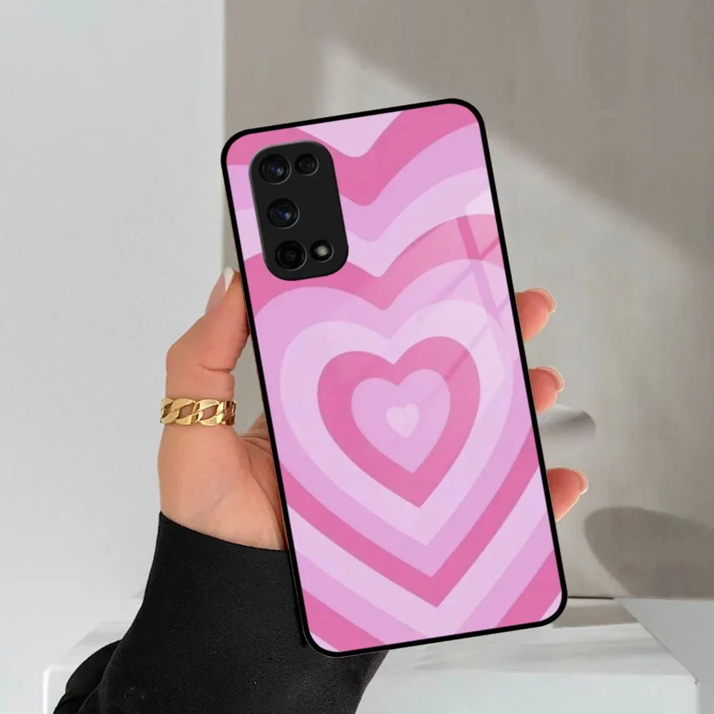 Latte Love Patter Glass Case Cover - Pink For Realme/Narzo - ShopOnCliQ