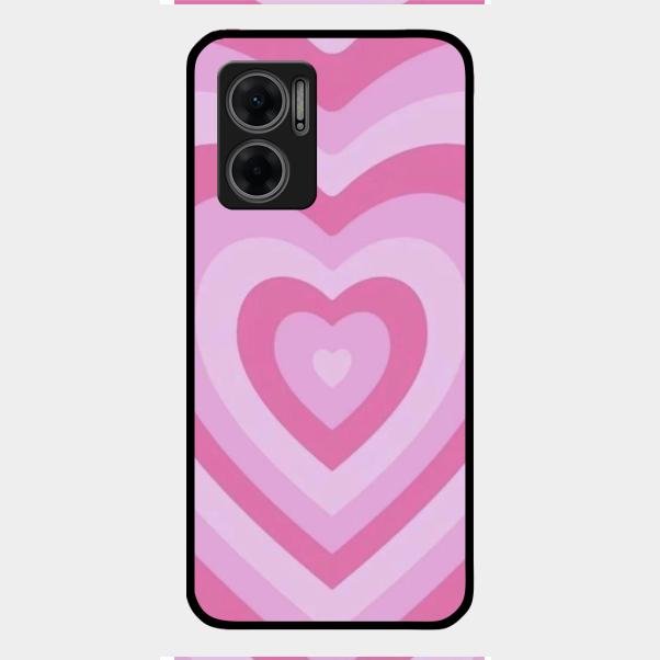 Latte Love Patter Glass Case Cover - Pink For Redmi 11 Prime 5G