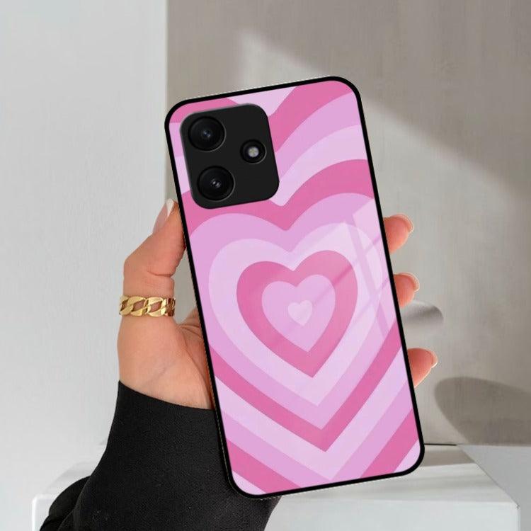 Latte Love Patter Glass Case Cover - Pink Redmi/Xiaomi