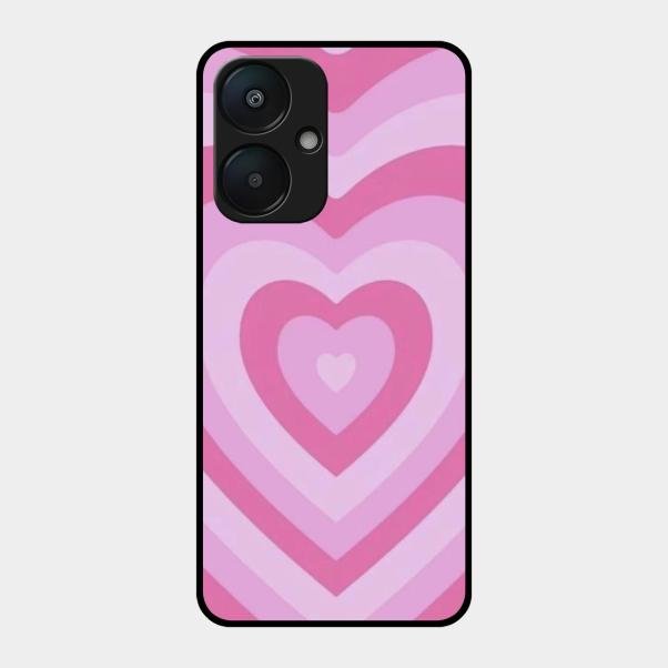 Latte Love Patter Glass Case Cover - Pink For Redmi 13C 5G