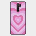 Latte Love Patter Glass Case Cover - Pink For Redmi 9 Prime